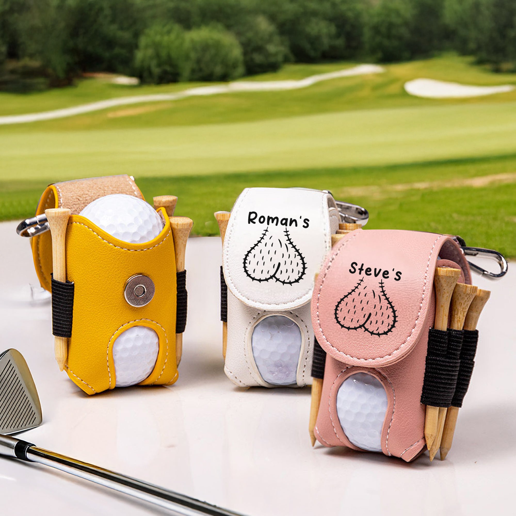 Personalizado multicolor de cuero de la PU Bolsa de Golf Tee Titular con Nombre Accesorios Deportivos Regalo de Cumpleaños para Golf Lover Amigo