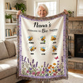 Personalizada Reasons to Bee Happy Suave manta de borlas con nombre Decoración de sofá Regalo de cumpleaños para mamá Abuela