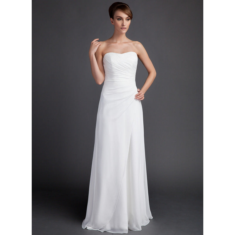 Bridal Wedding Dress Ivory Long Sweetheart Sheath Chiffon