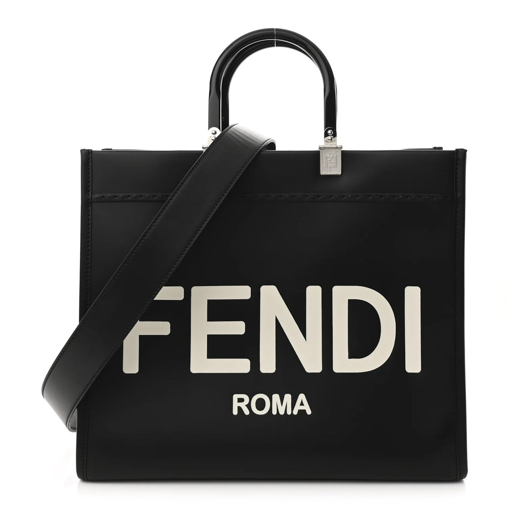 Fendi Vitello King Plexiglass Medium Fendi Sunshine Shopper Tote Black White