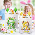 Conejito de Pascua personalizado de dibujos animados Orejas Cesta de gran capacidad con nombre e inicial Huevos de Pascua Fiesta de caza Regalo de Pascua para niños