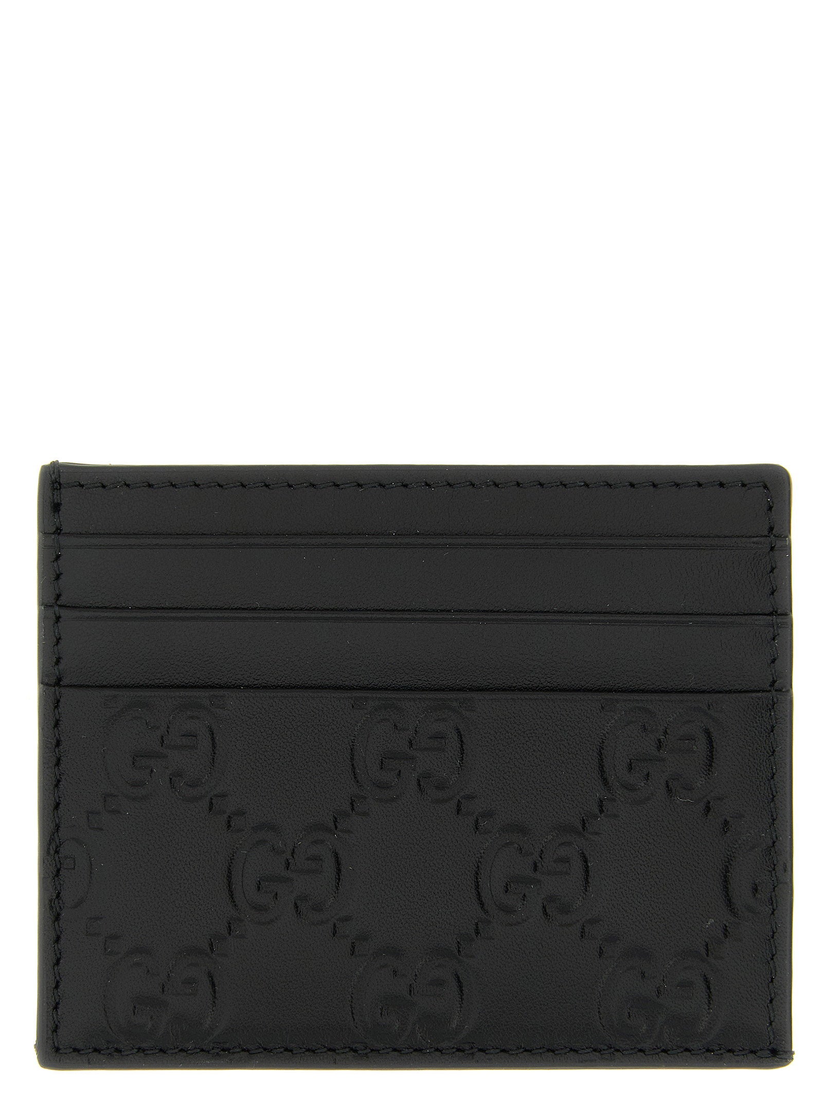 Gucci GG Embossed Leather Card Case — Black