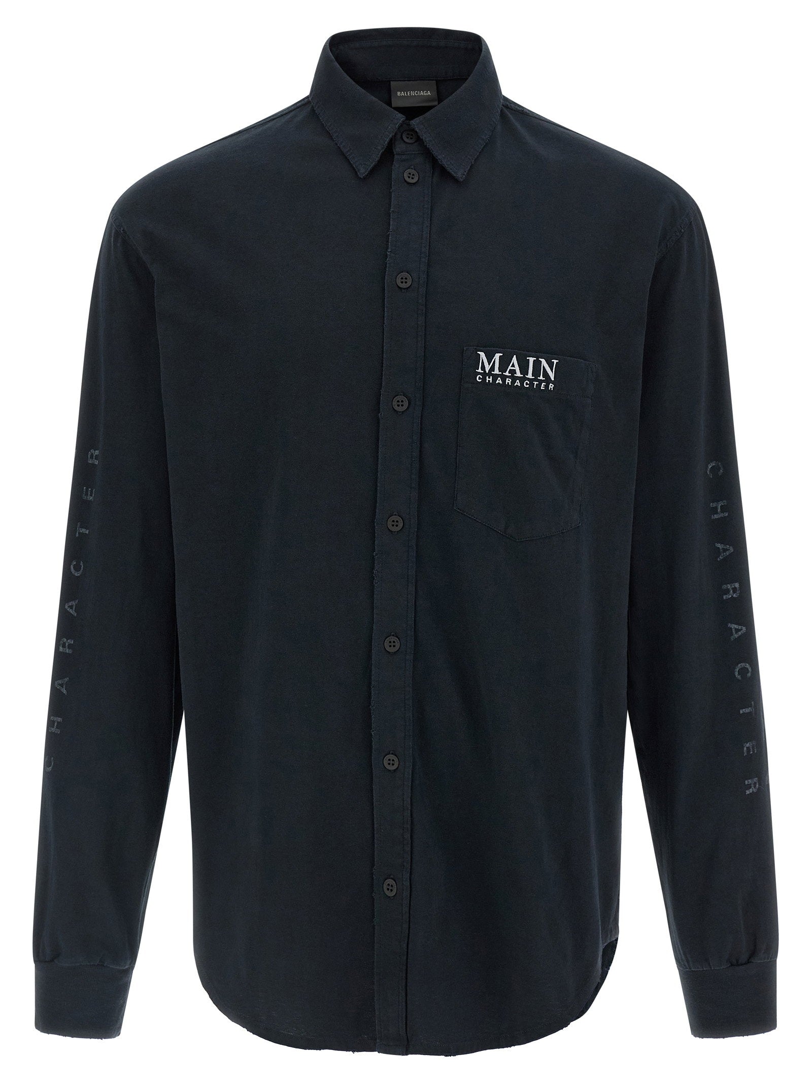 Balenciaga Logo-Embroidered Cotton Jersey Shirt — Black