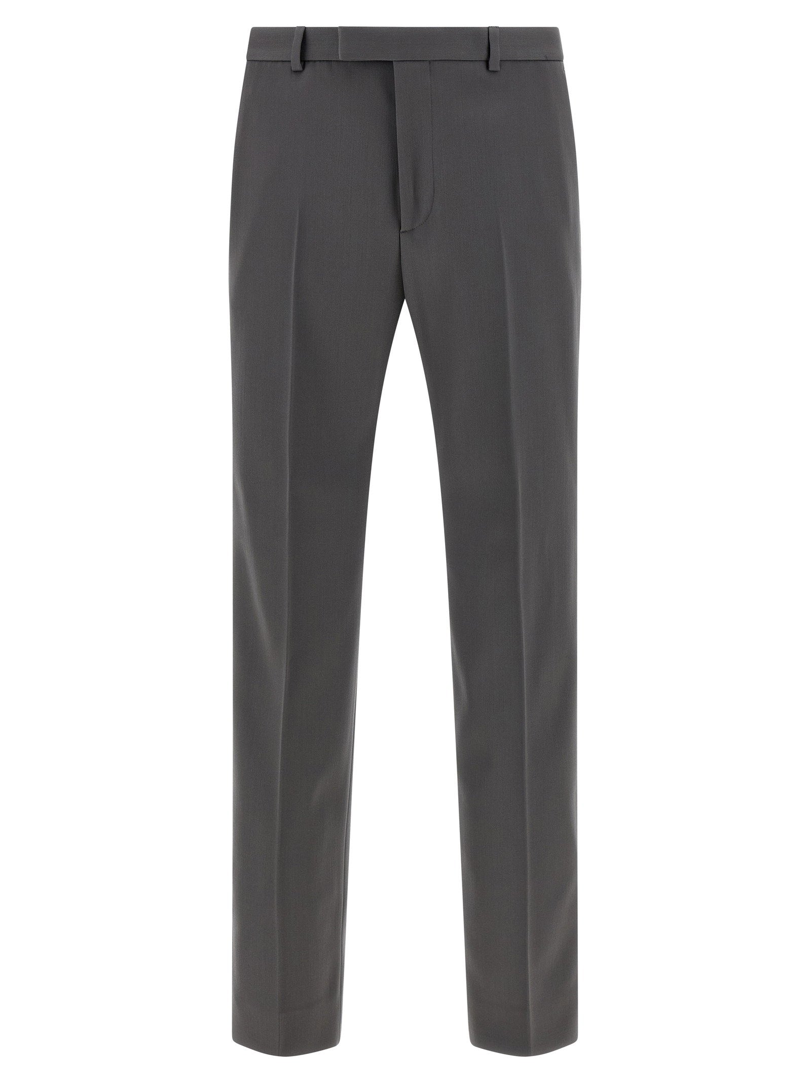 Gucci Wool Satin Tailored Trousers — Gray