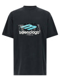 Balenciaga Logo-Print Cotton Jersey T-shirt — Black