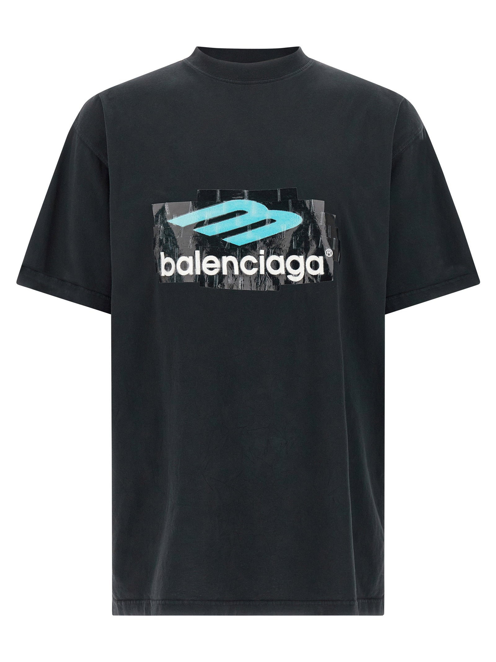 Balenciaga Logo-Print Cotton Jersey T-shirt — Black