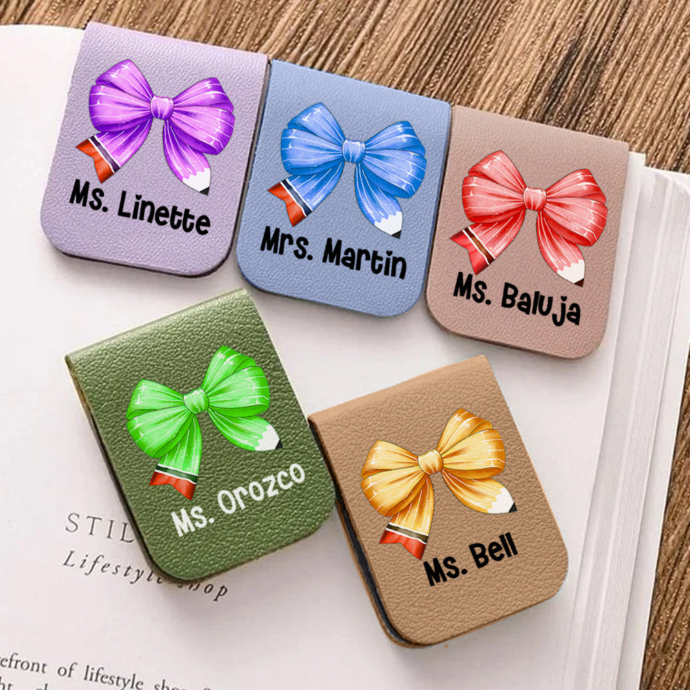 Lazo personalizado de cuero magnético Bookmark Clip con el nombre de la lectura de suministros de regalo de cumpleaños para los lectores de ratones de biblioteca