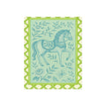 Green Bamboo Frame Chinoiserie Horse Fine Art Poster