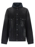 Balenciaga Hybrid Denim-Hoodie Jacket — Black