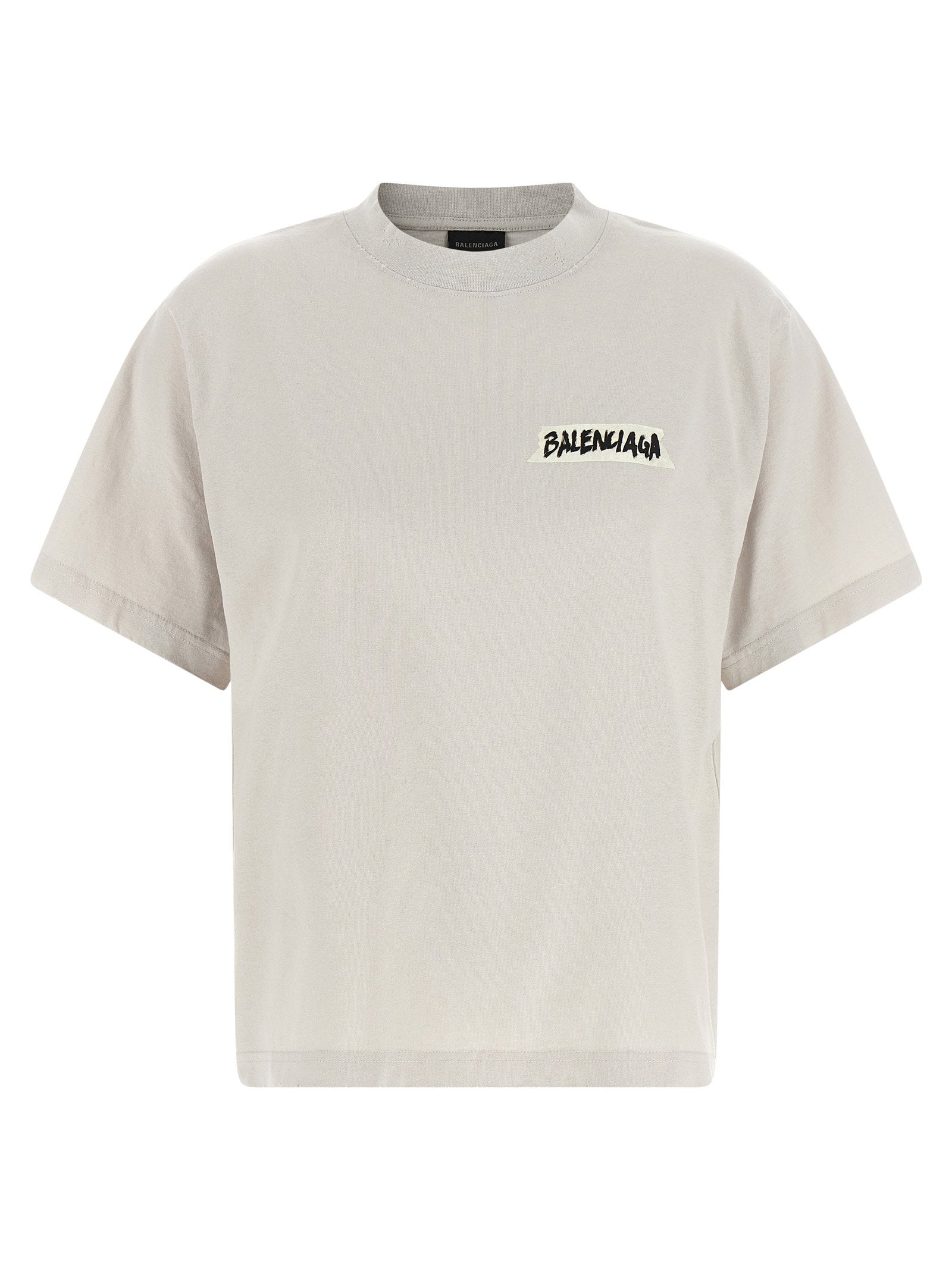 Balenciaga Logo-Print T-Shirt — Off-White