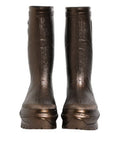 Women's Metallic Bronze Pull On Rain Boots Shoes Rubber