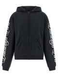 Balenciaga Cursive Logo-Embroidered Hoodie — Black