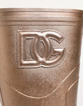 Women's Rose Gold Rubber Pull On Rain Boots Shoes