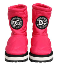 Women's Pink White Viscose Padded Mid Calf Boots Shoes Fuchsia Polyester Pu