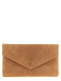Saint Laurent Envelope Maxi Clutch — Camel