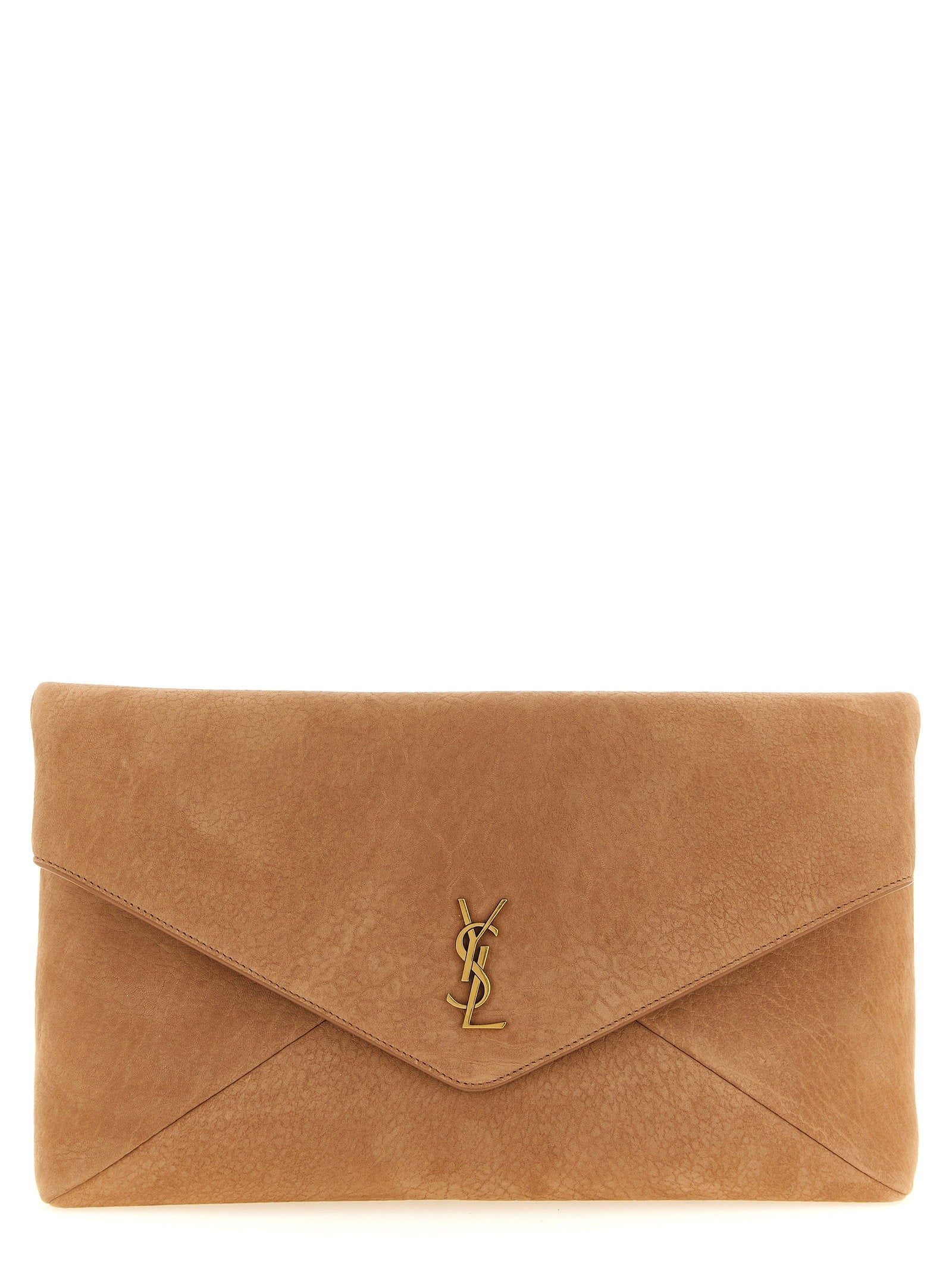 Saint Laurent Envelope Maxi Clutch — Camel