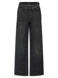 Balenciaga Logo-Print Wide-Leg Jeans — Black