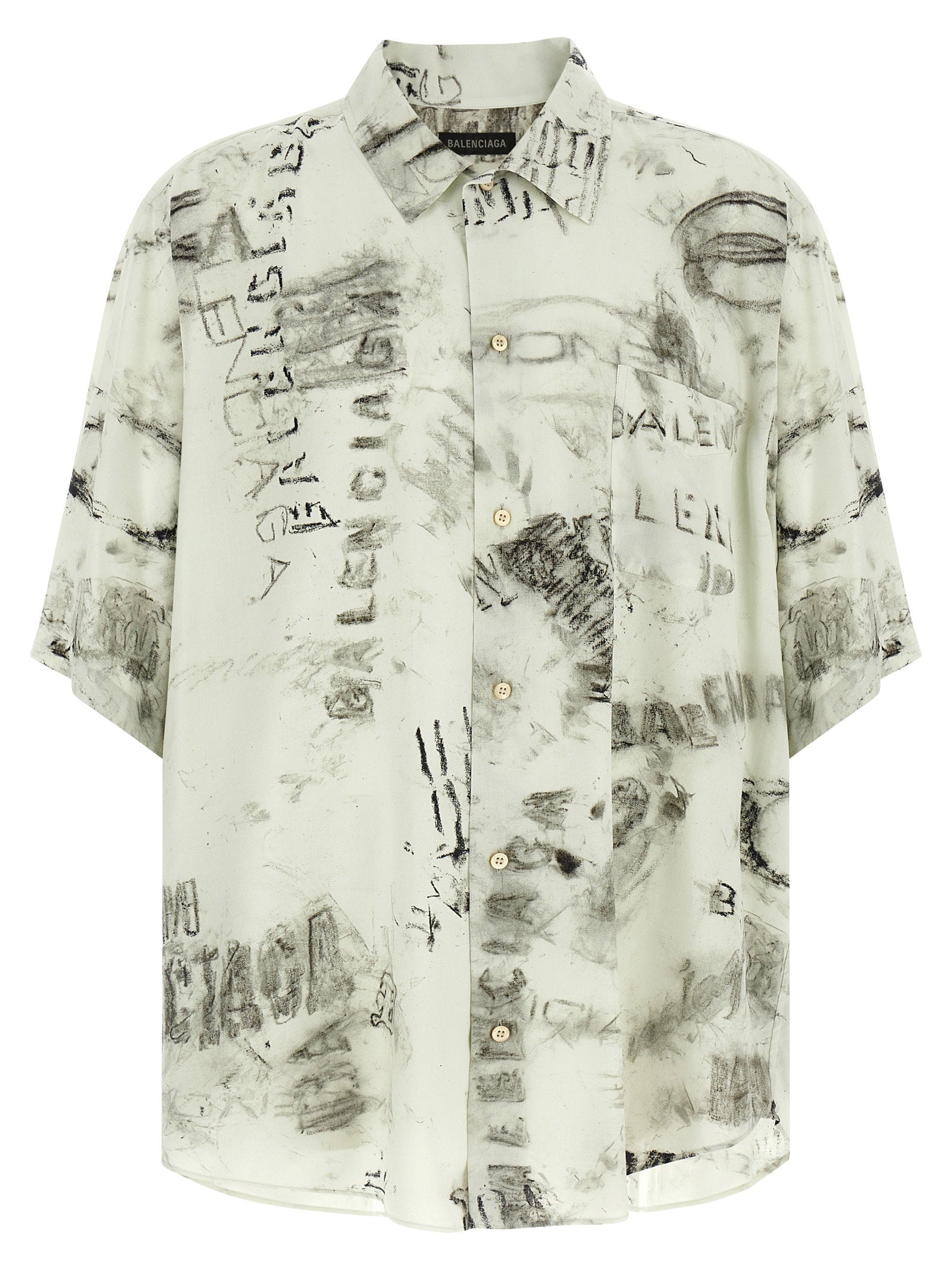 Balenciaga Crayon-Washed Viscose Shirt — Off-white