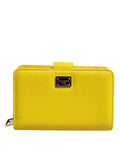 Women's Yellow Leather Bifold Continental Clutch Wallet Calf