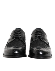 Women's Black Leather Floral Lace Dress Formal Shoes