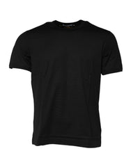 Men's Black Cotton Logo Print Crew Neck T-Shirt