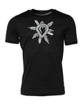 Men's Black Sacred Heart Cotton Crew Neck T-Shirt