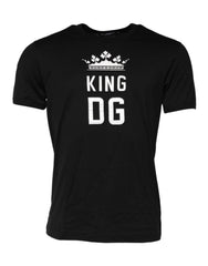 Men's Black Dg King Crown Cotton Crew Neck T-Shirt