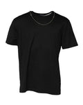 Men's Black Chain Necklace Cotton Crewneck T-Shirt