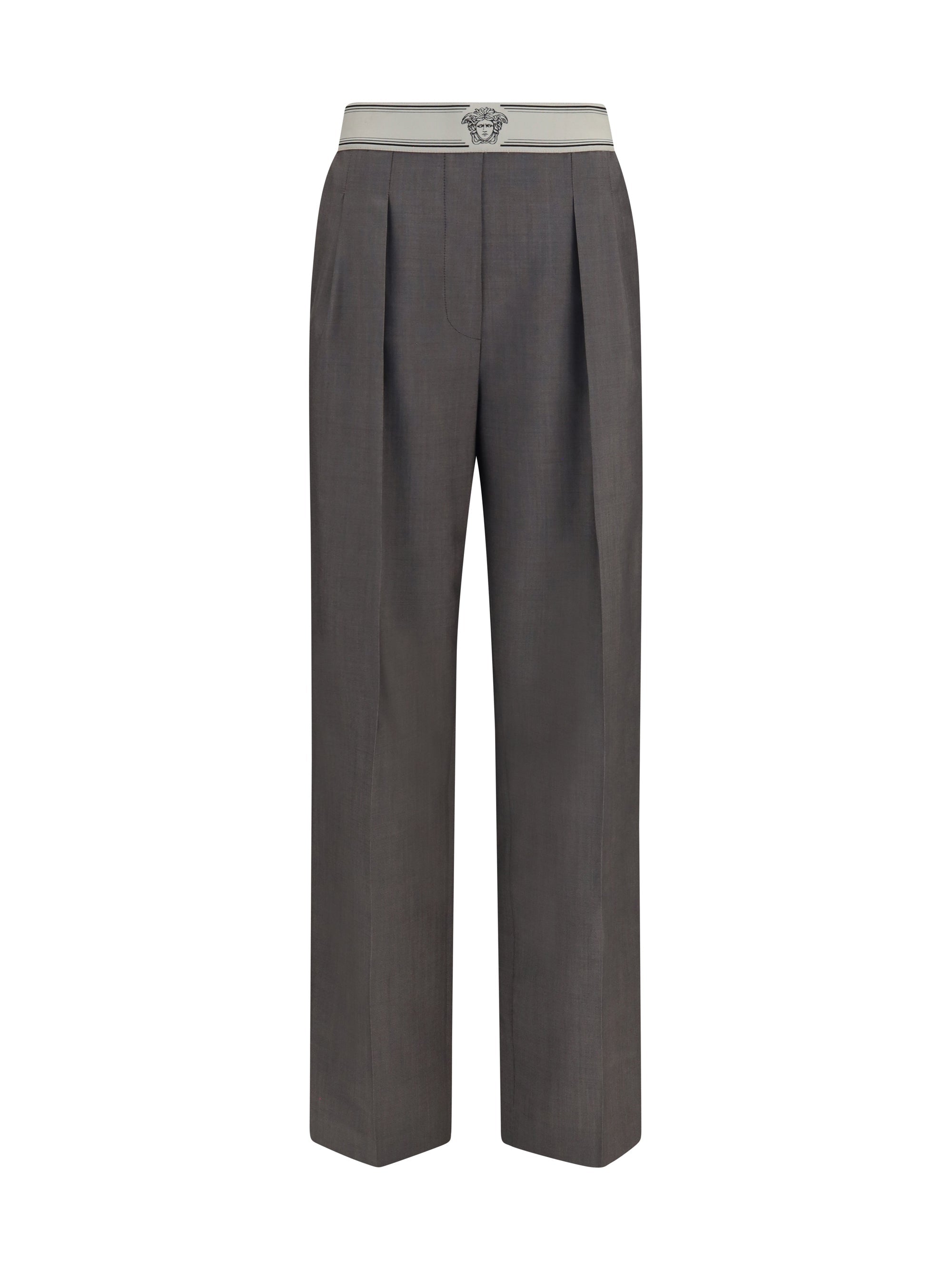 Versace Wool and Mohair Blend Trousers — Gray