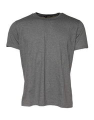 Men's Gray Cotton Crew Neck Short Sleeves T-Shirt