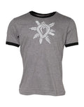Men's Gray Sacred Heart Cotton Crew Neck T-Shirt