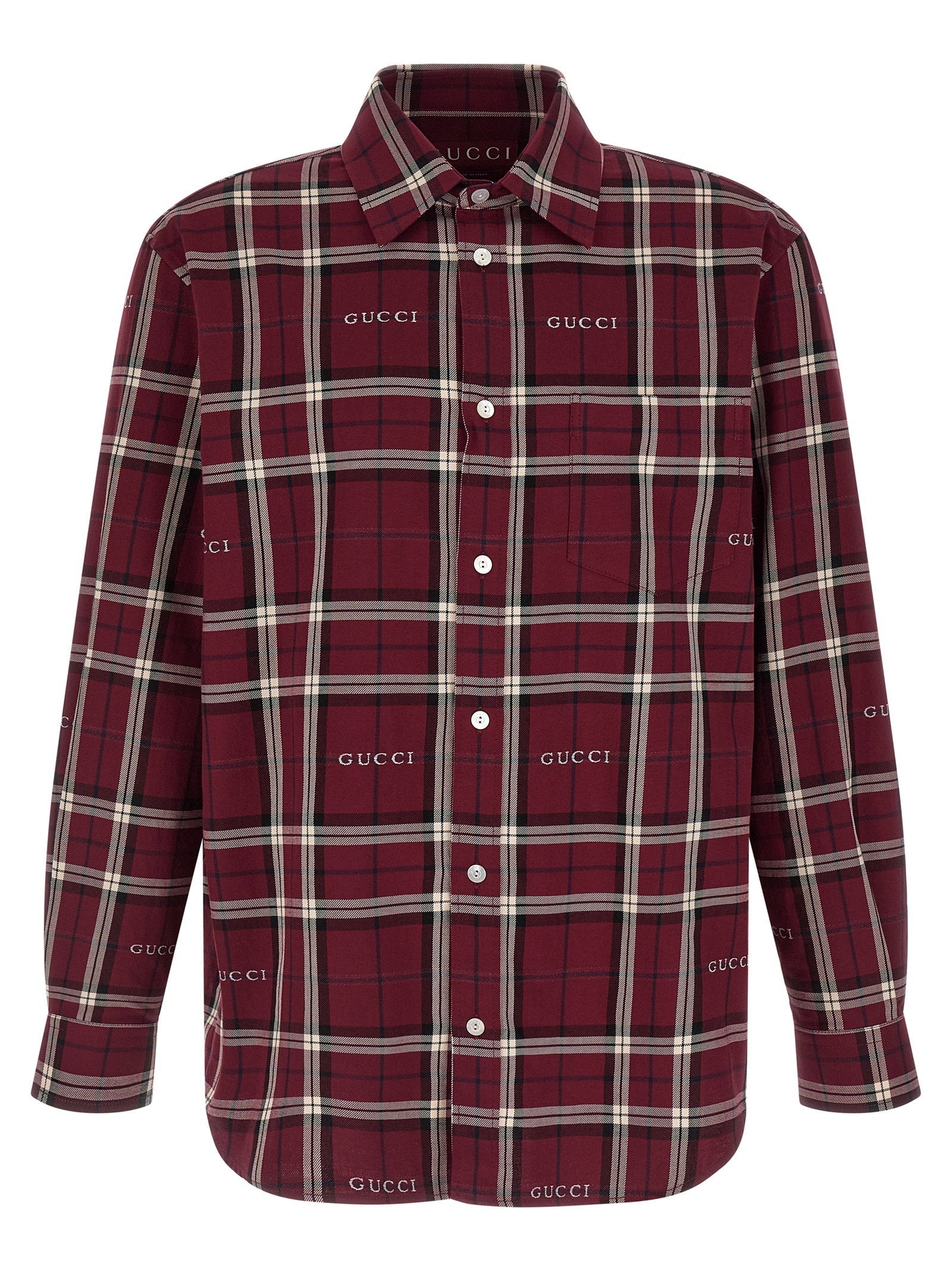 Gucci Tartan Jacquard Shirt — Burgundy