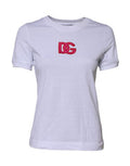 Women's White Cotton Dg Logo Embroidery Top T-Shirt