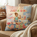Personalizado Just A Girl Who Loves Sewing Funda de Almohada Suave con Nombre Decoración del Hogar Regalo de Cumpleaños para Niñas Mujeres