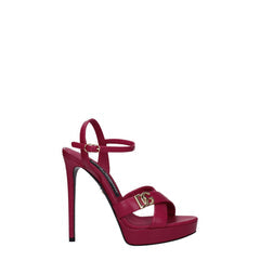 Women's Pink Leather Platform Sandals