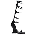Women's Patent Leather Wedge Heel Sandal Black