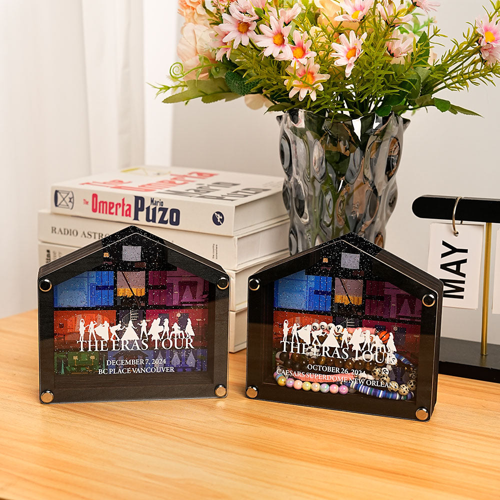 Silueta Personalizada Figura Concierto en Forma de Casa Caja de Sombras con Texto La Gira de las Orejas Regalo para Amante de la Música