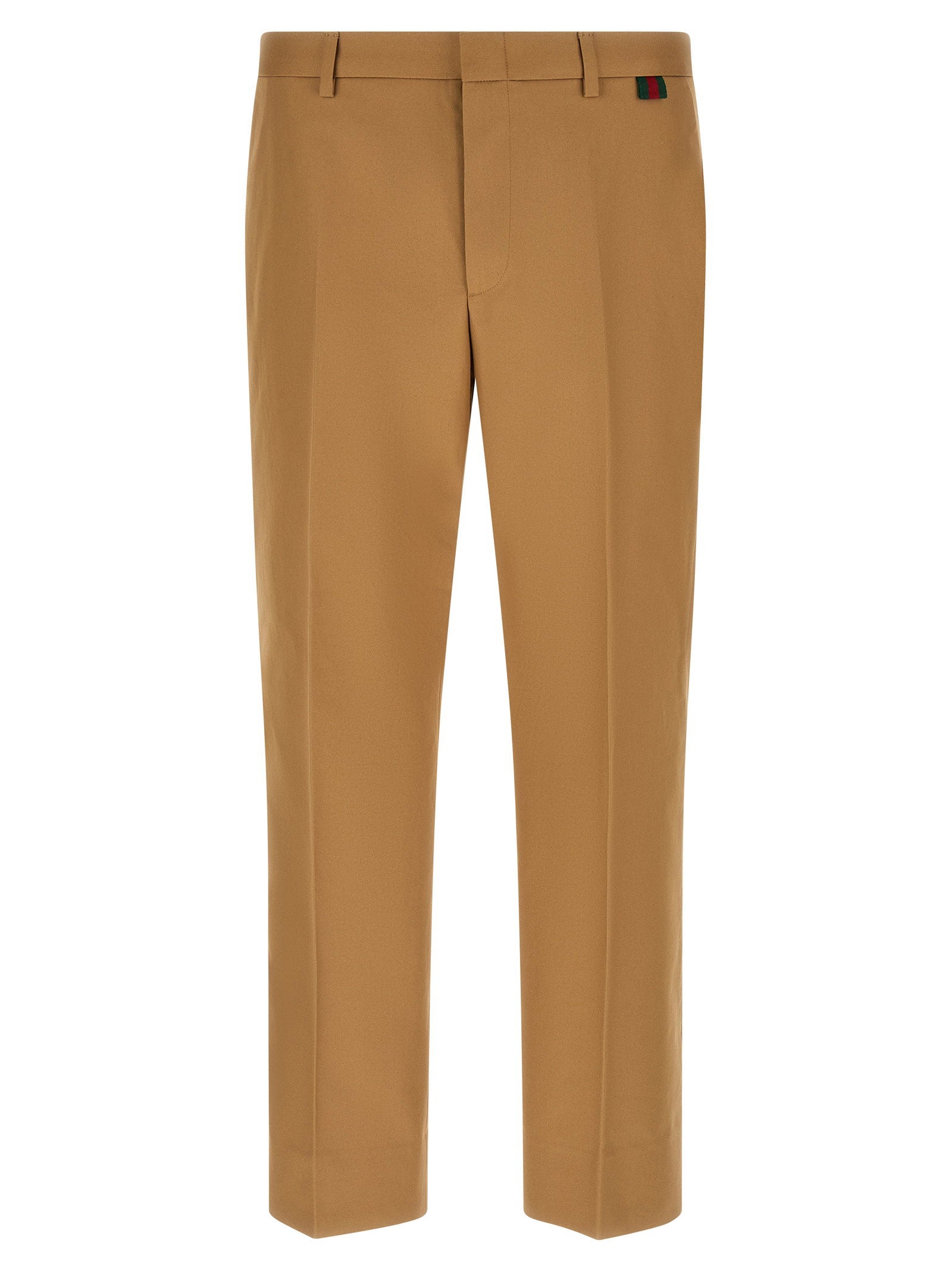 Gucci Web Loop Cotton Twill Trousers — Camel
