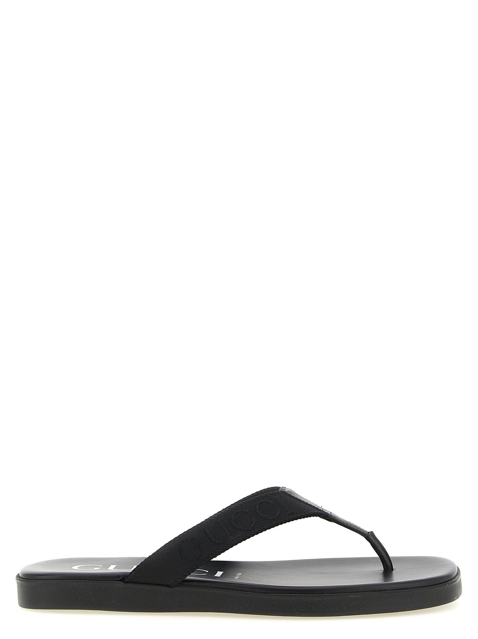 Gucci Jacquard Thong Sandals — Black