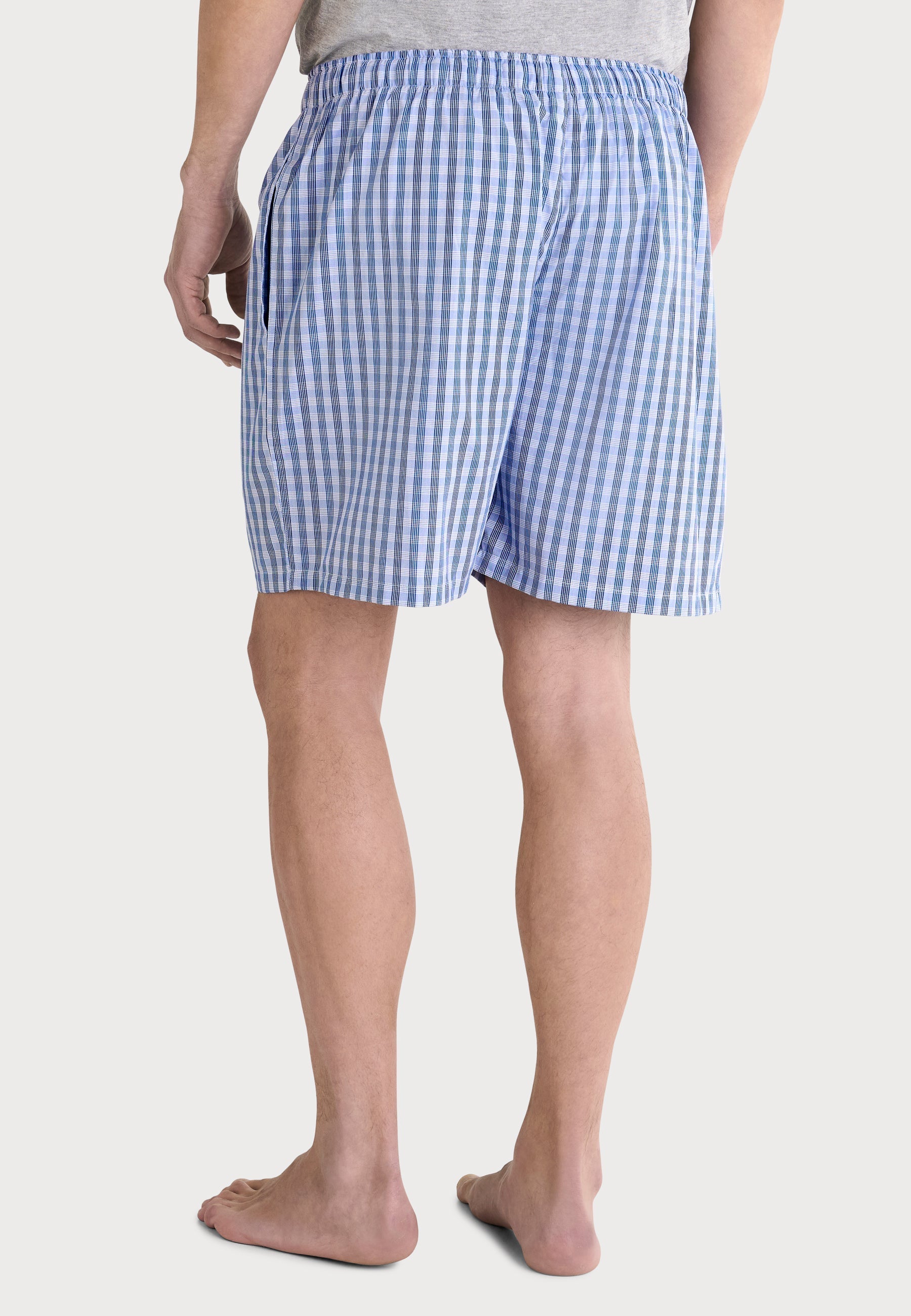 Pantalón Pijama Hombre Corto Popelín Cuadros - Azul 8548_36