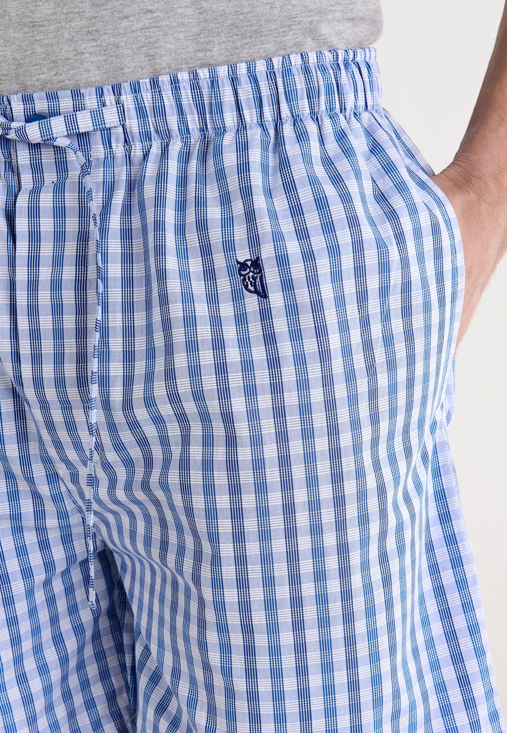 Pantalón Pijama Hombre Corto Popelín Cuadros - Azul 8548_36