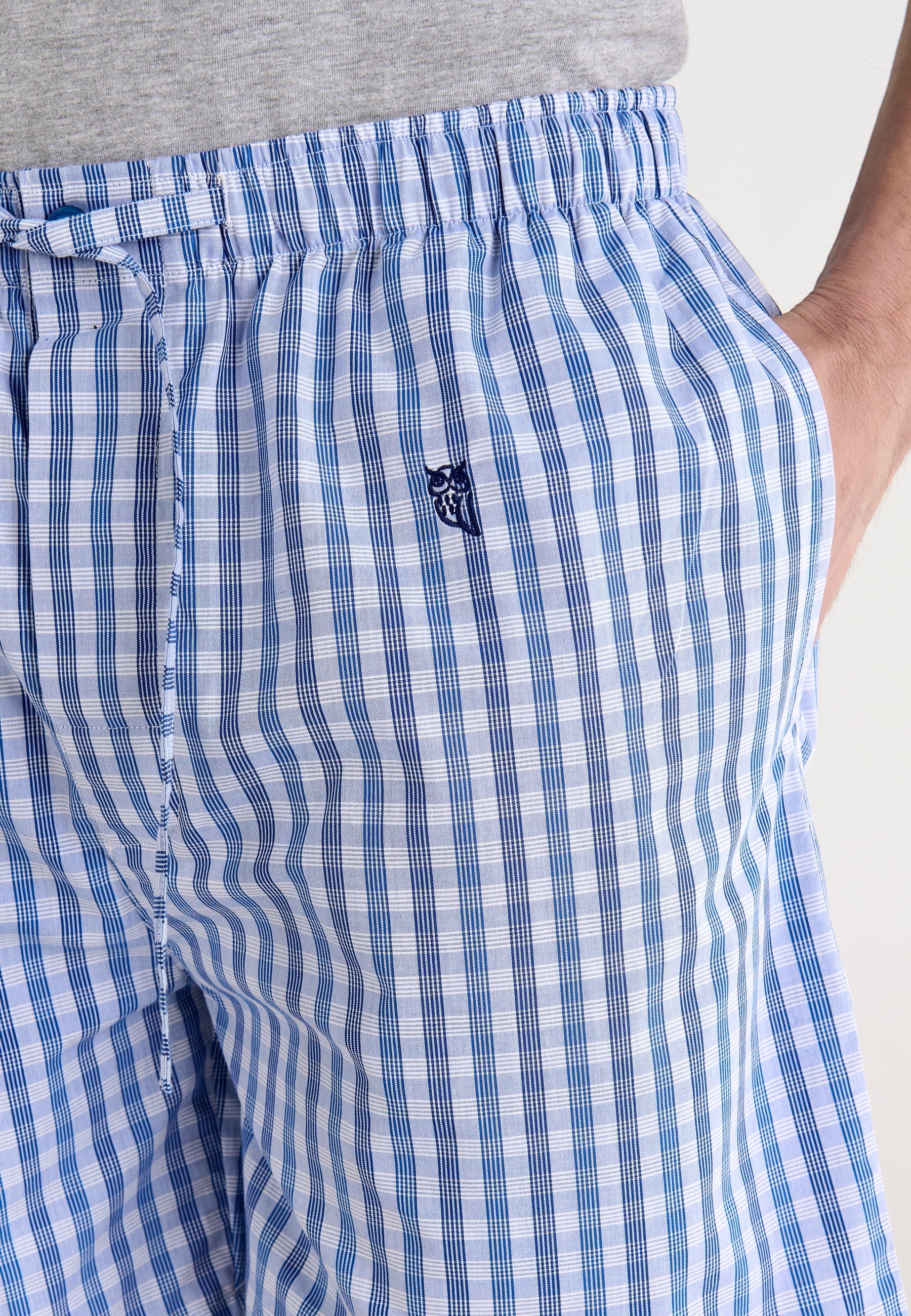 Pantalón Pijama Hombre Corto Popelín Cuadros - Azul 8548_36