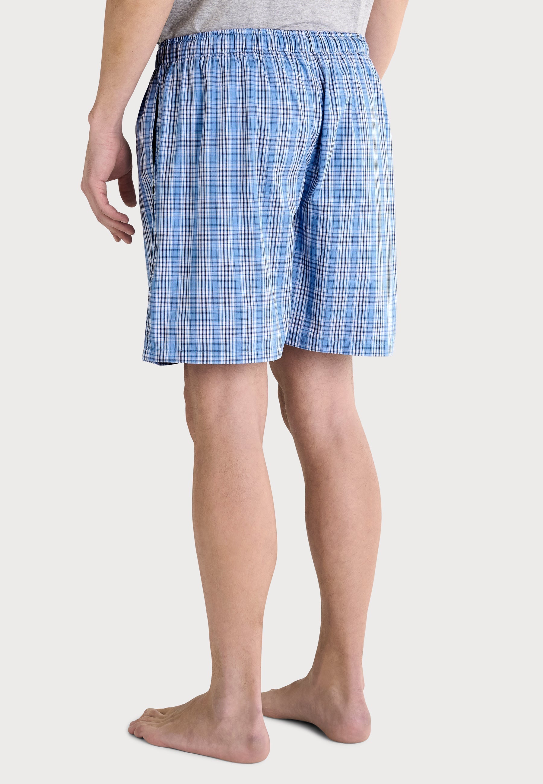 Pantalón Pijama Hombre Corto Popelín Cuadros - Azul 8549_37