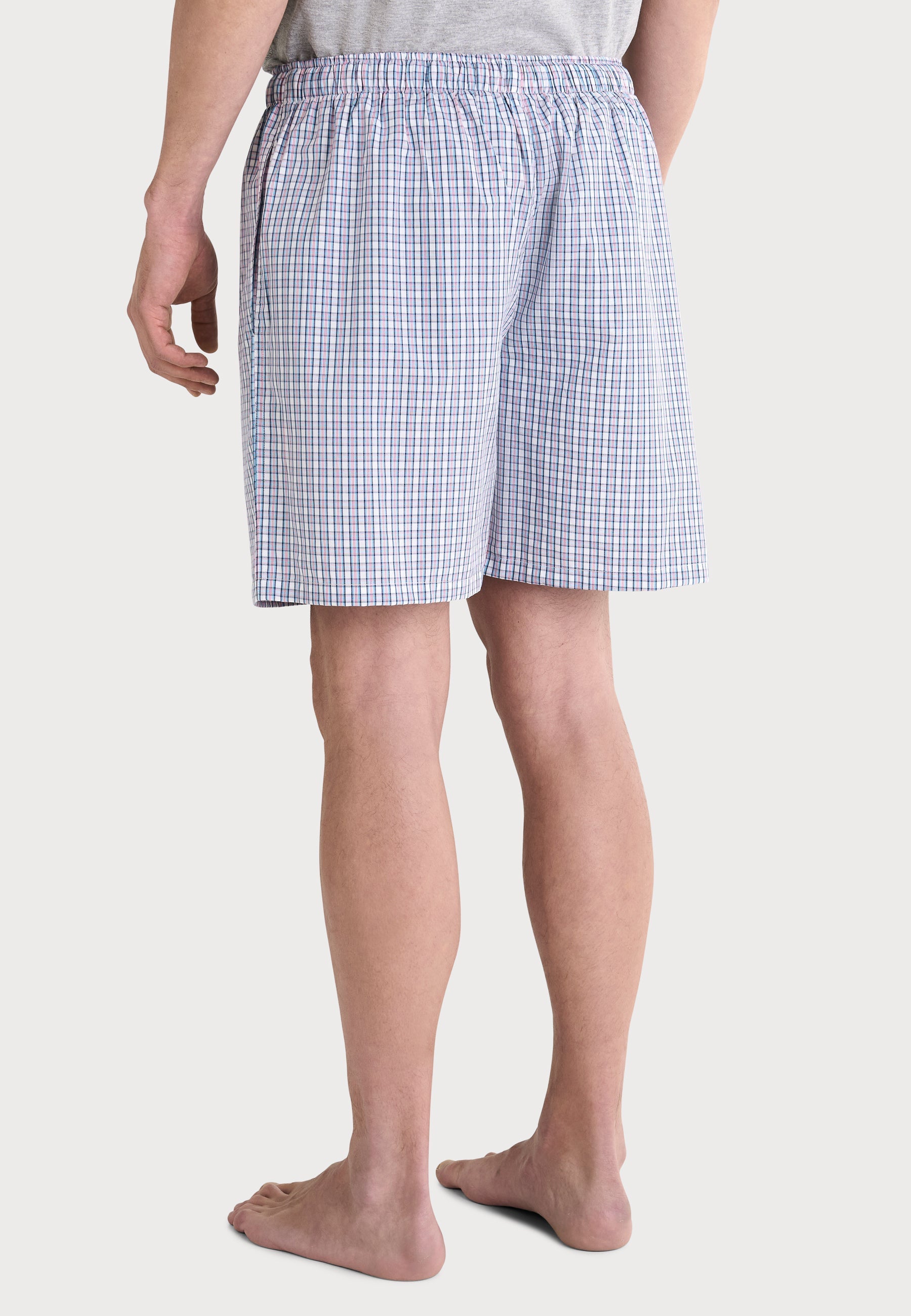 Pantalón Pijama Hombre Corto Popelín Cuadros - Blanco 8551_01