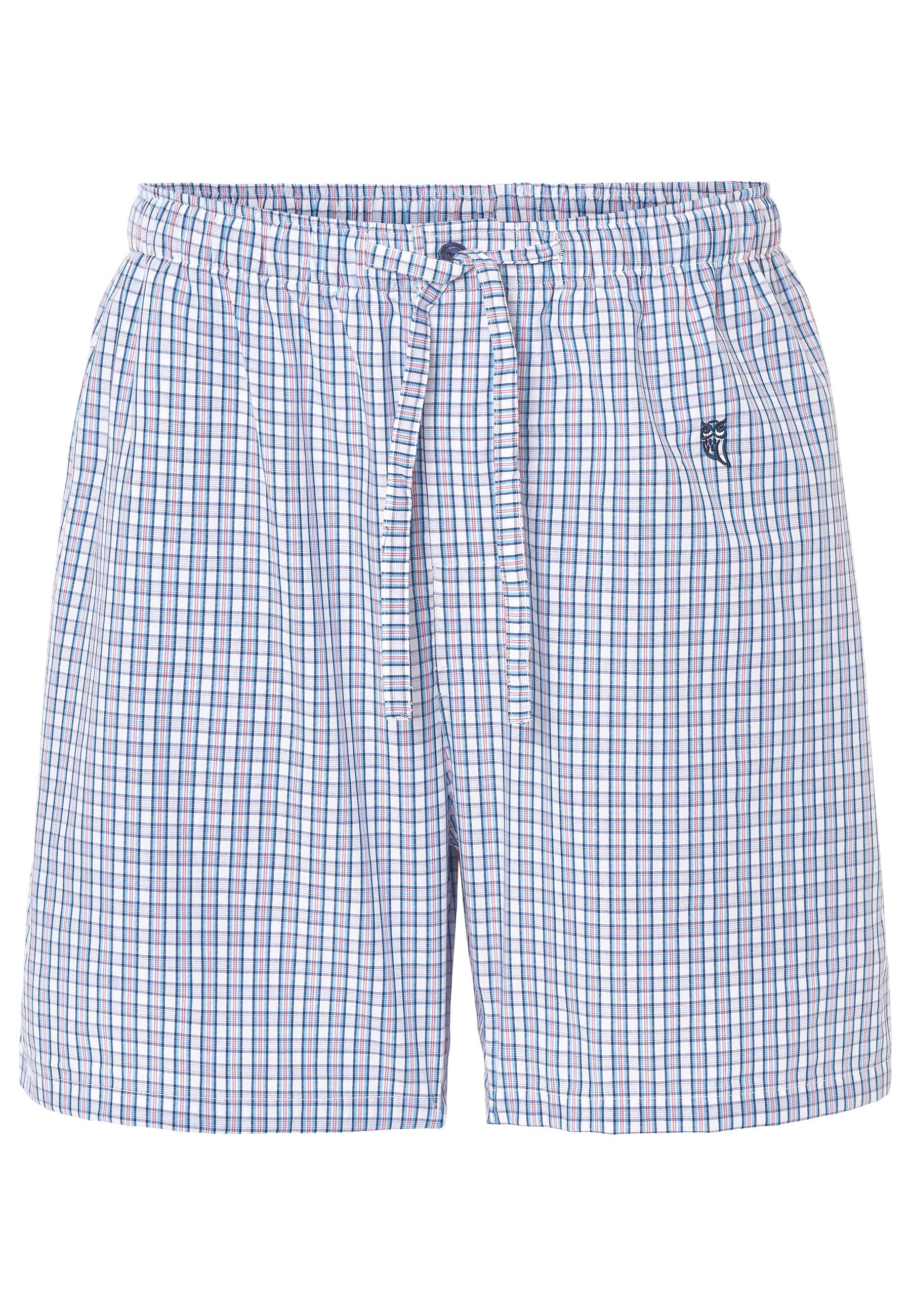 Pantalón Pijama Hombre Corto Popelín Cuadros - Blanco 8551_01