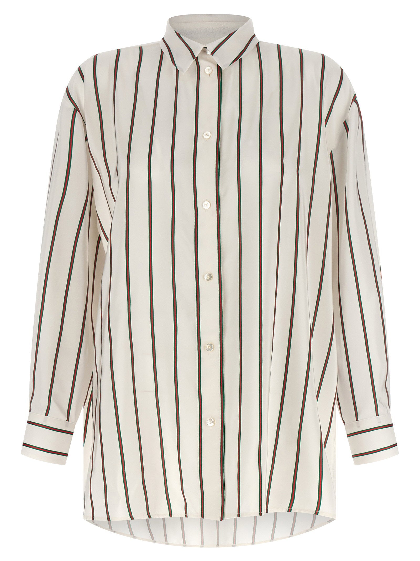 Gucci Striped Jacquard Silk Shirt — Cream