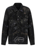 Balenciaga Washed Crayon Cotton Denim Jacket — Black