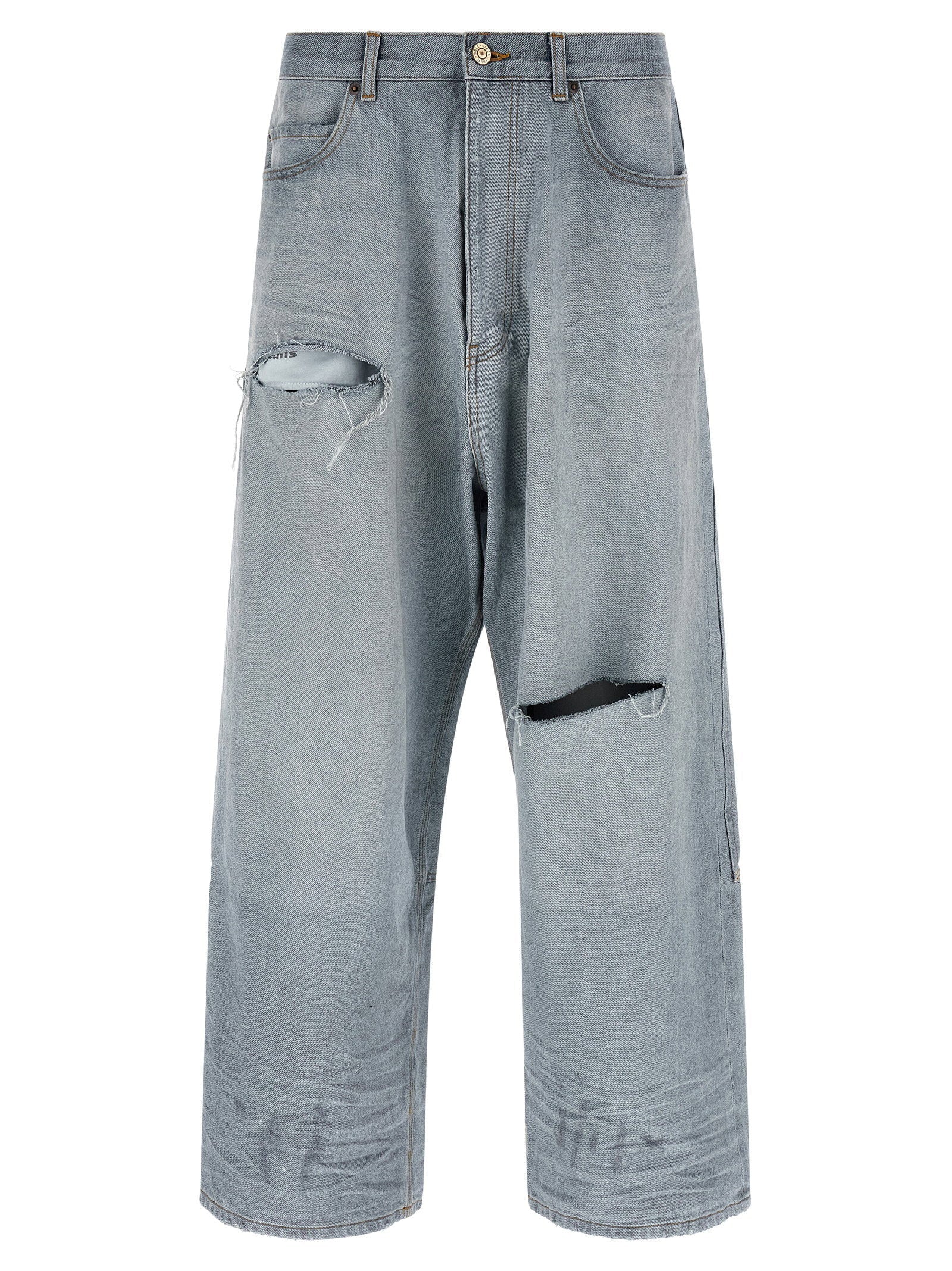 Balenciaga Organic Cotton Ripped Jeans — Grey