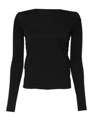 Women's Wool-Blend Crew Neck Sweater Black Acrylic Alpaca