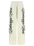 Balenciaga Cursive-Embroidered Reversible Joggers — Cream